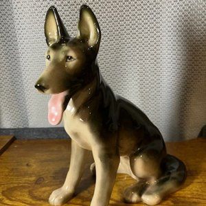 Rare Vintage 1950's German Shepherd Dog Figurine Made in‎ Japan 8"